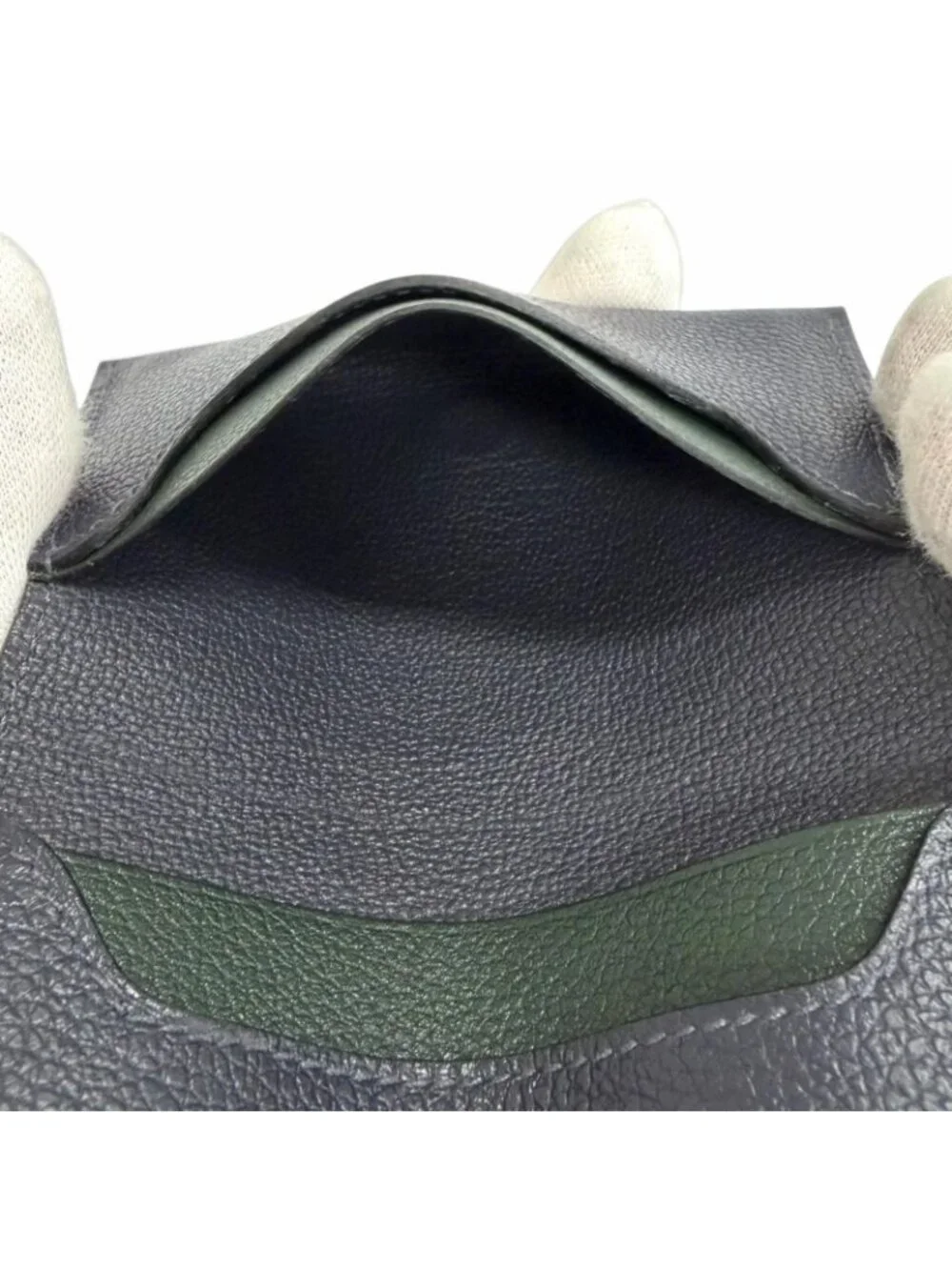 Hermes M S Evercolor Clou de Selle Card Case Blue Saphir Vert Angre